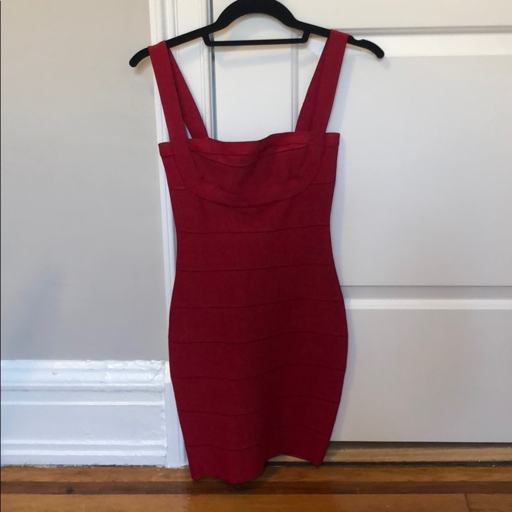 Herve Leger red bandage dress